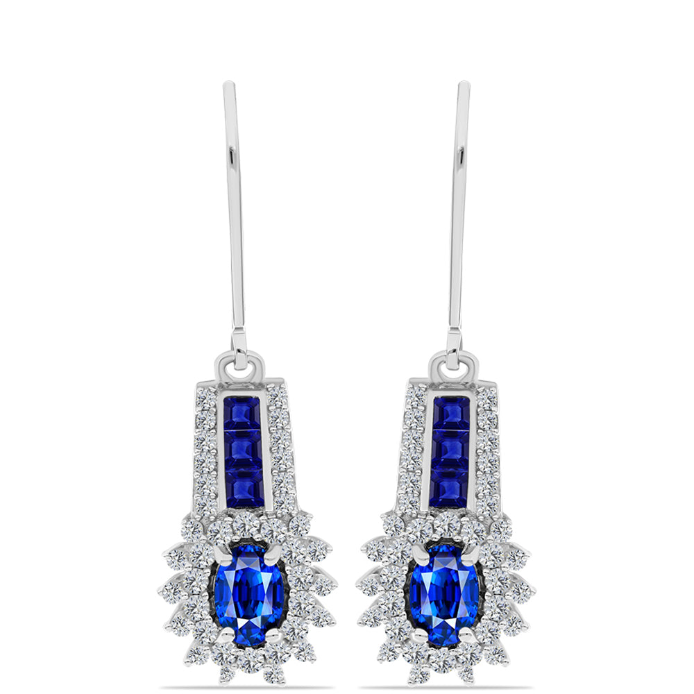 Pendientes de Plata con Zafiro Azul Australiano y Topacio Blanco 1 
