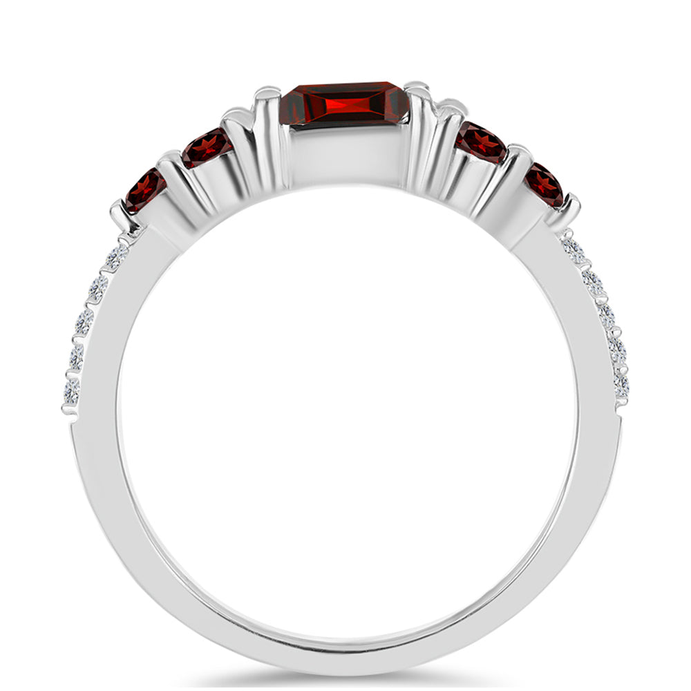 Anillo de Plata con Granate Barton y Topacio Blanco 2 