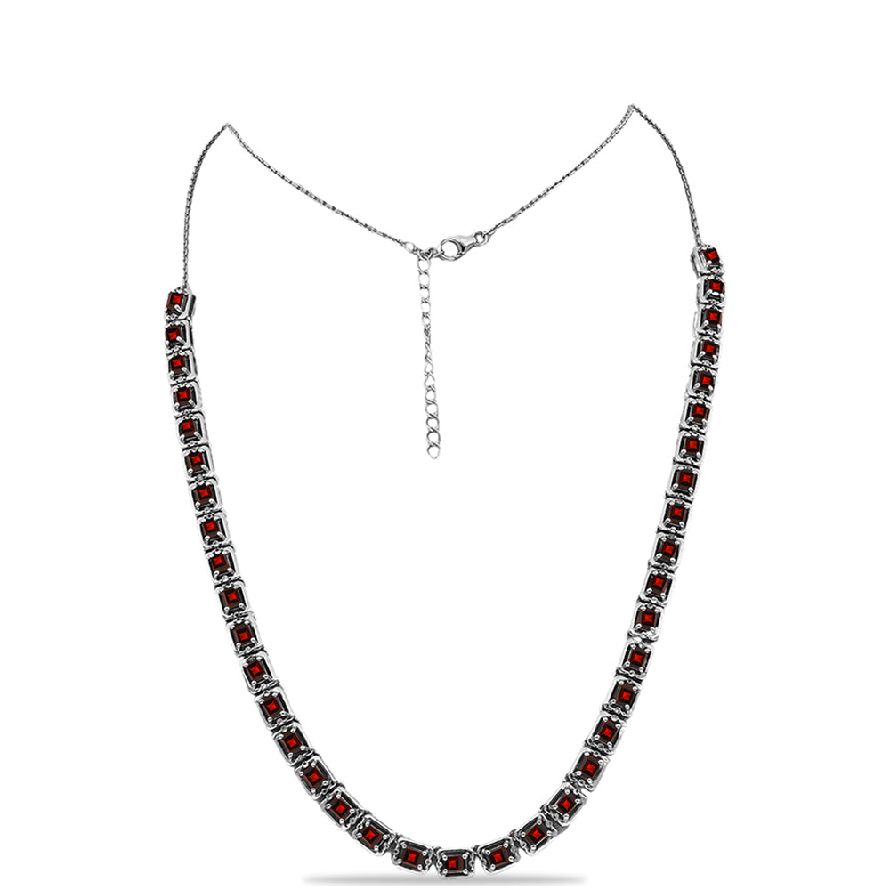 Collar de Plata con Granate Barton y Topacio Blanco
