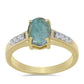 Anillo de Plata Bañada en Oro con Labradorita y Topacio Blanco