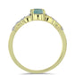 Anillo de Plata Bañada en Oro con Labradorita y Topacio Blanco