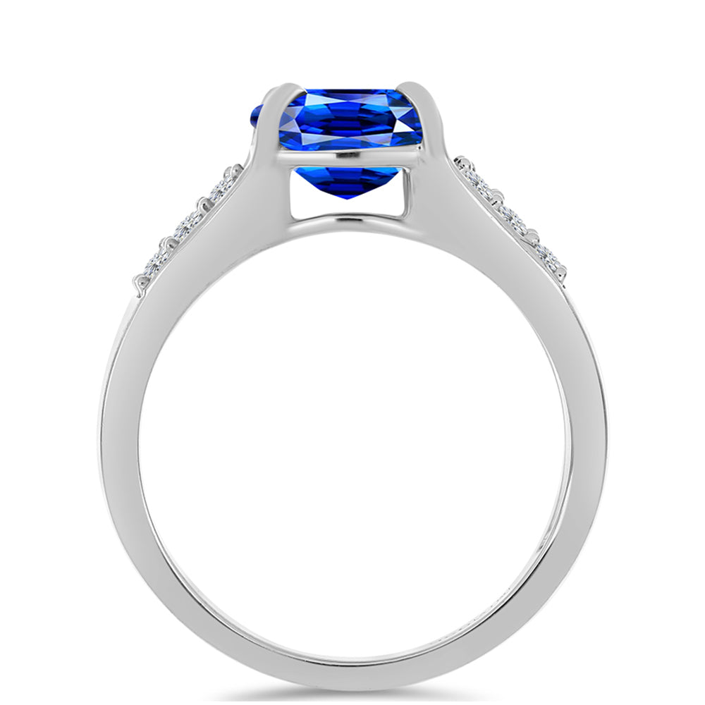 Anillo de Plata con Zafiro Azul Australiano y Topacio Blanco 2 