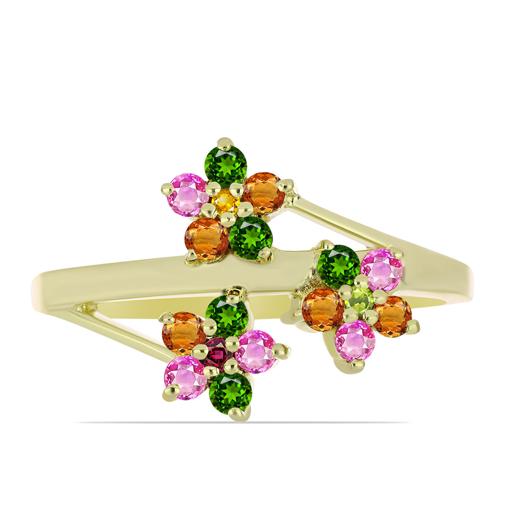 Anillo de Plata Bañada en Oro con Chakra Turmalina 1 