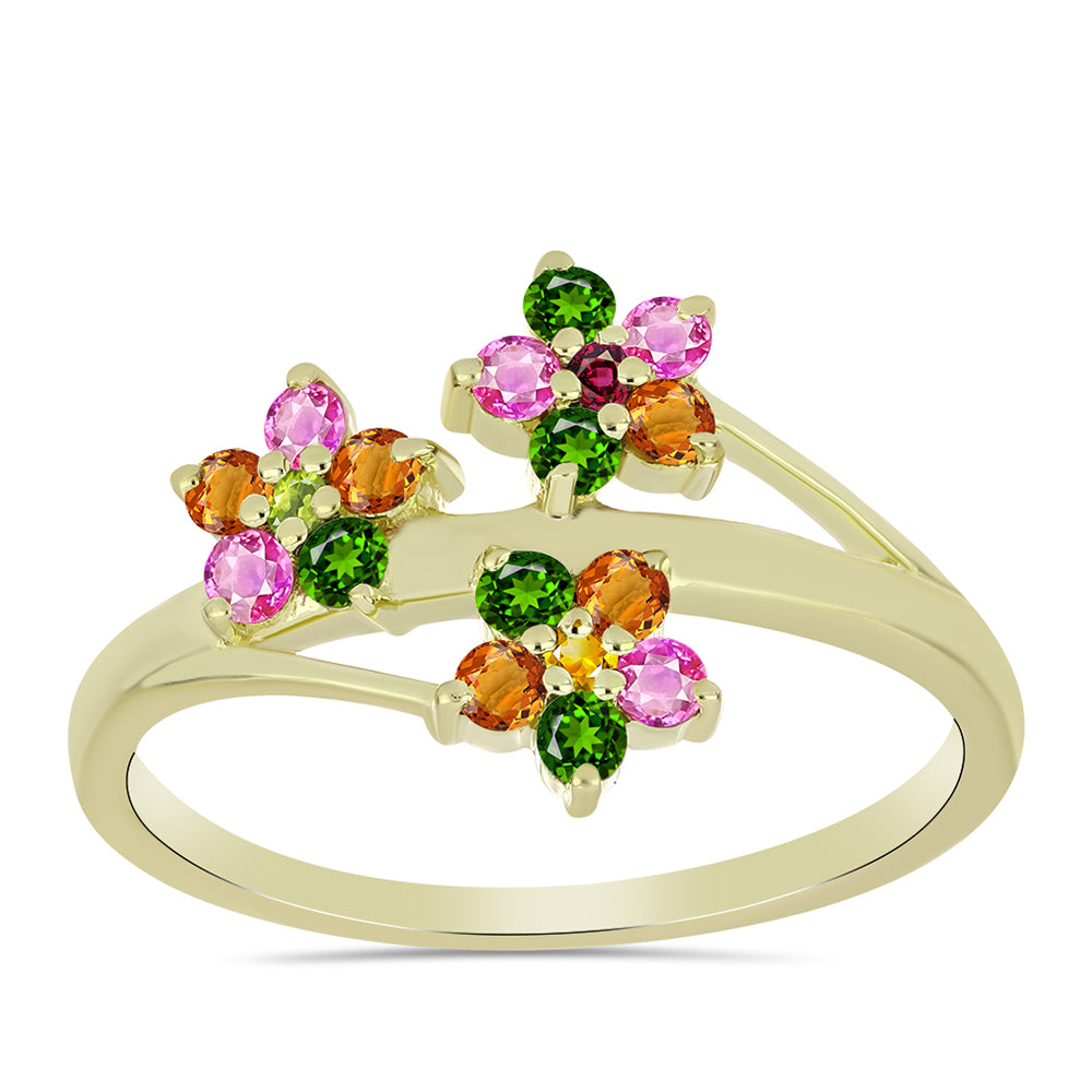 Anillo de Plata Bañada en Oro con Chakra Turmalina 3 