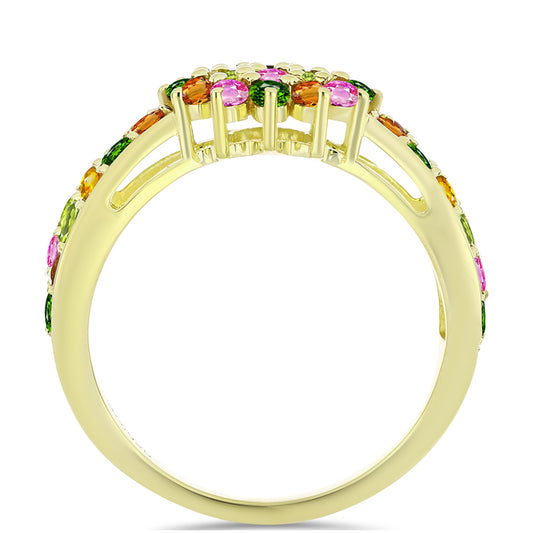 Anillo de Plata Bañada en Oro con Chakra Turmalina
