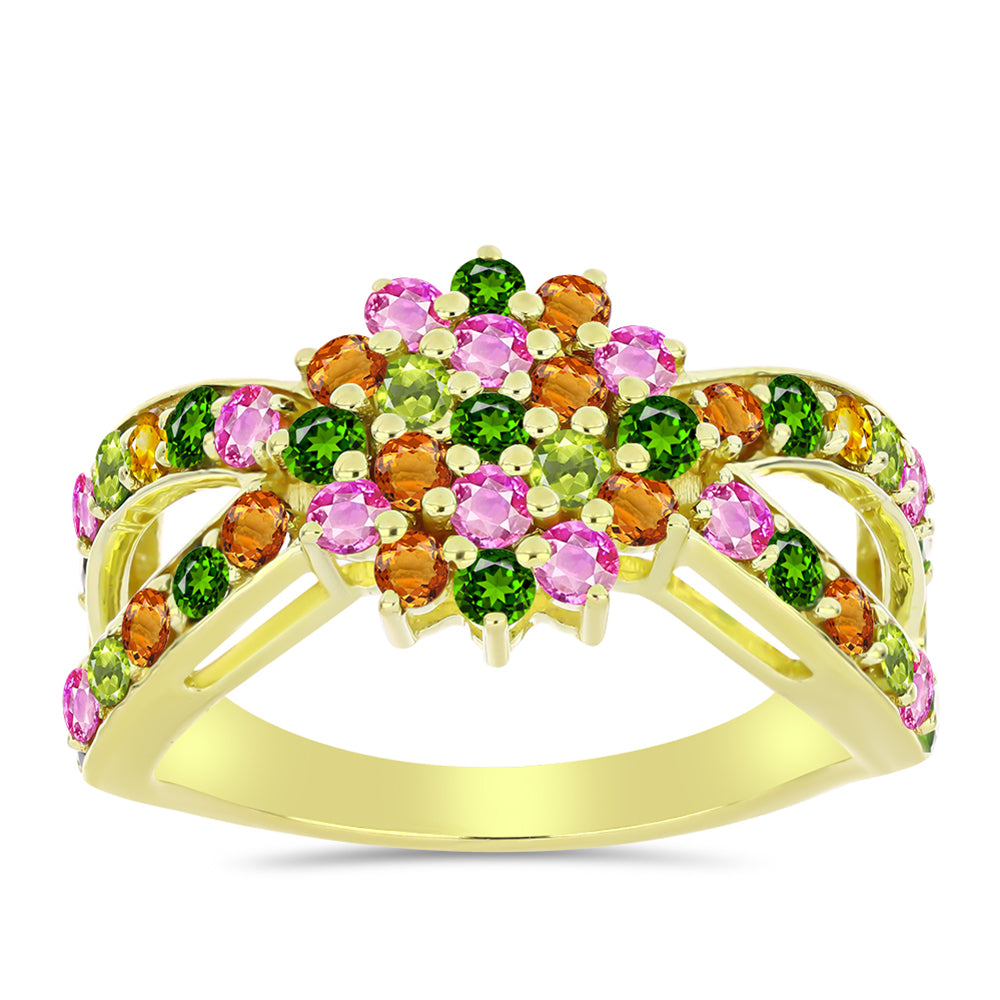 Anillo de Plata Bañada en Oro con Chakra Turmalina