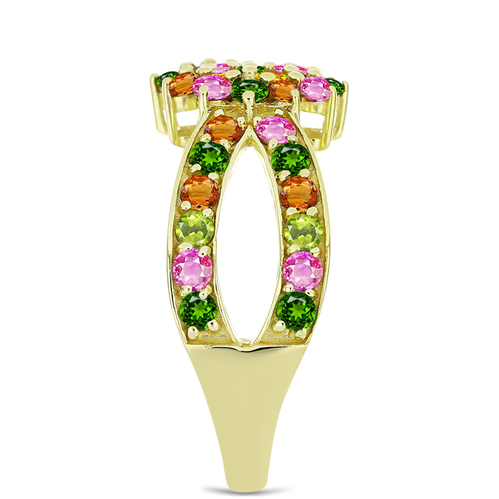 Anillo de Plata Bañada en Oro con Chakra Turmalina 4 