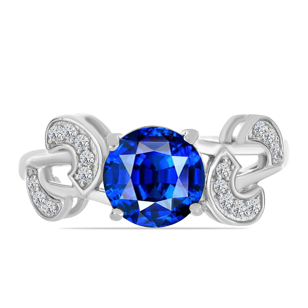 Anillo de Plata con Zafiro Azul Australiano y Topacio Blanco 1 