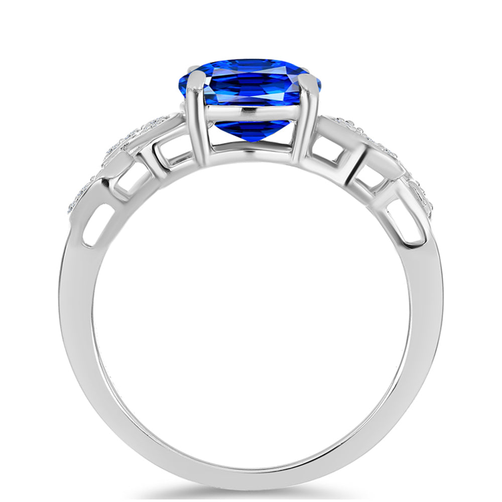 Anillo de Plata con Zafiro Azul Australiano y Topacio Blanco