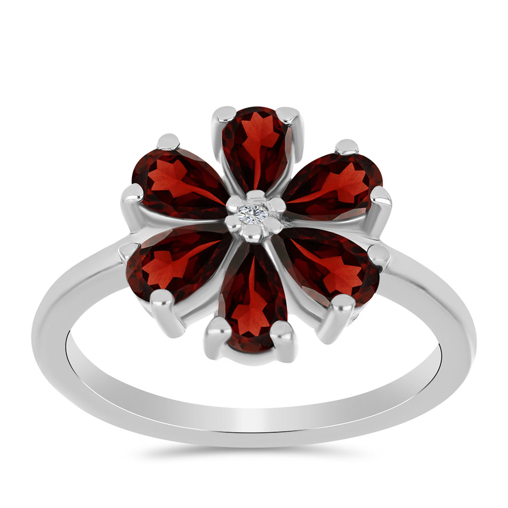 Anillo de Plata con Granate Barton y Topacio Blanco 3 