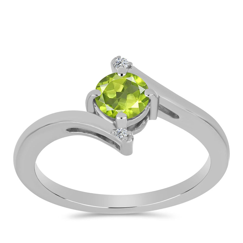 Anillo de Plata con Peridoto de Changbai y Topacio Blanco 3 