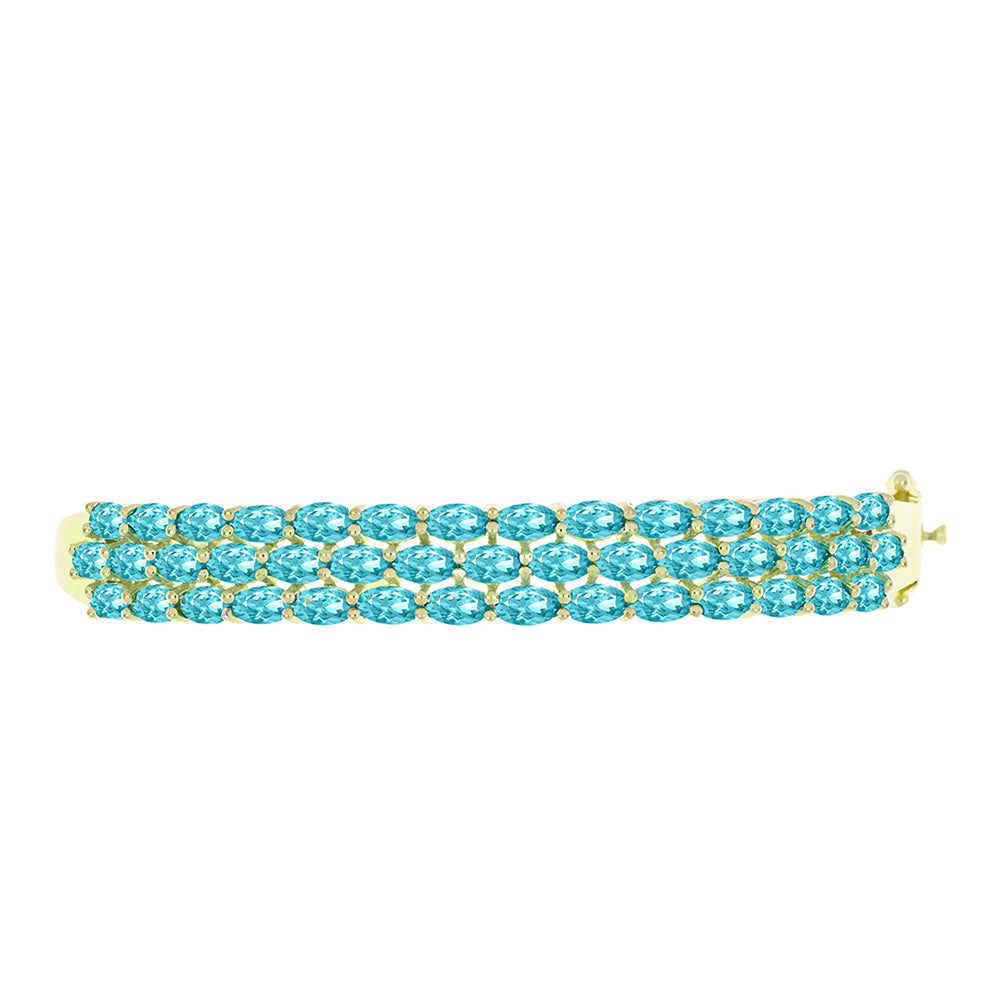 Brazalete de Plata Bañada en Oro con Cuarzo Paraiba