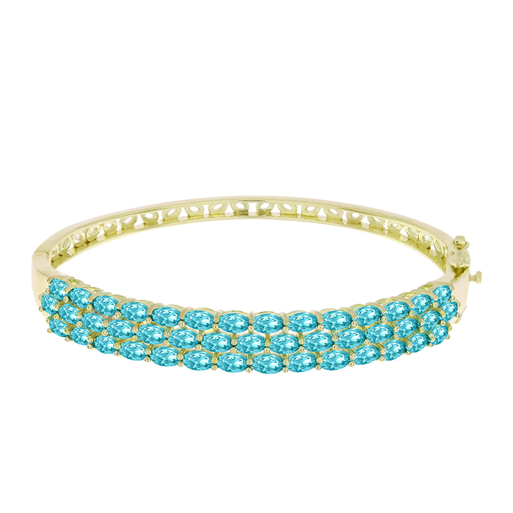 Brazalete de Plata Bañada en Oro con Cuarzo Paraiba 1 