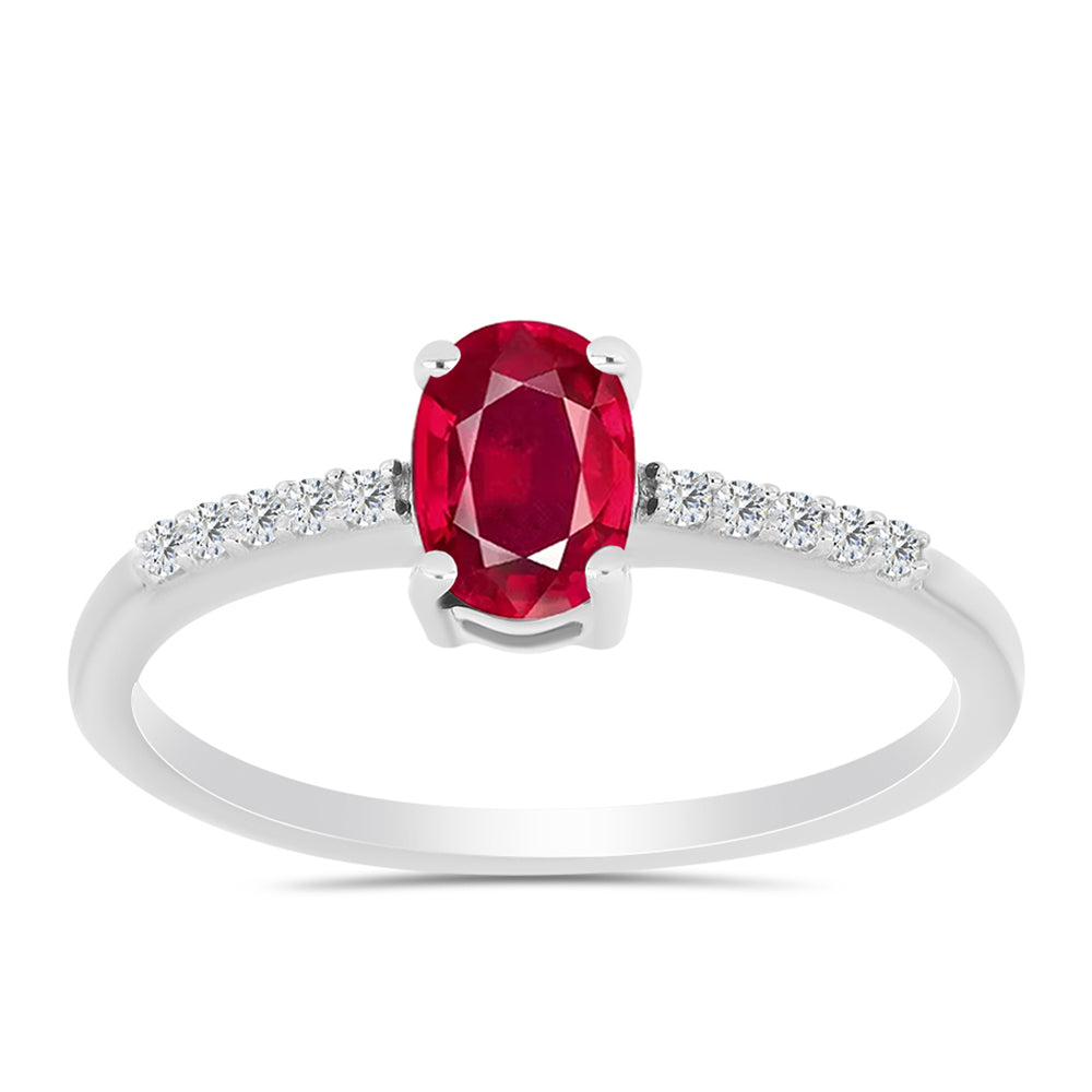 Anillo de Plata con Rubí de Madagascar y Topacio Blanco