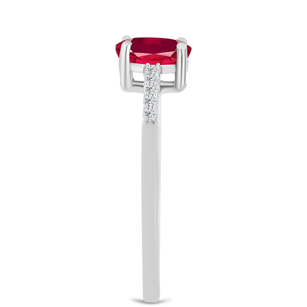 Anillo de Plata con Rubí de Madagascar y Topacio Blanco