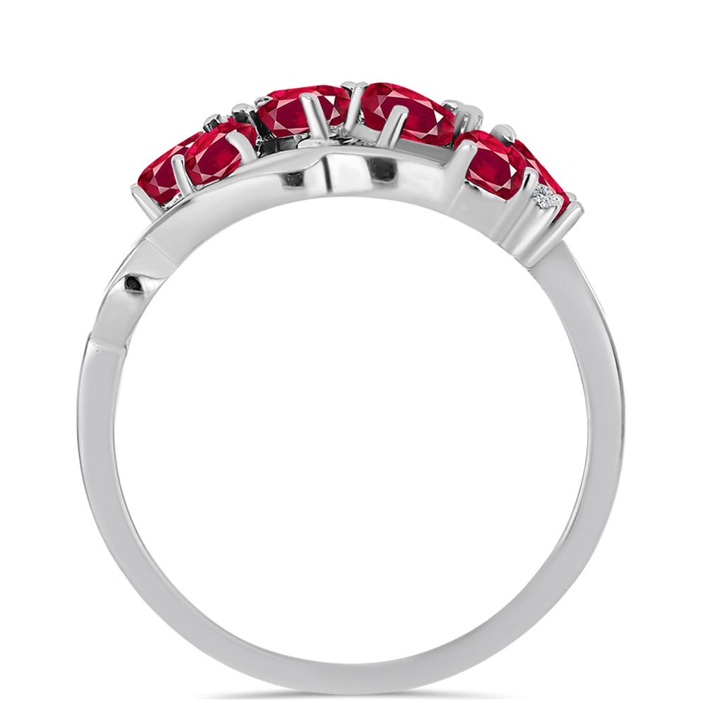 Anillo de Plata con Rubí de Madagascar y Topacio Blanco 6 