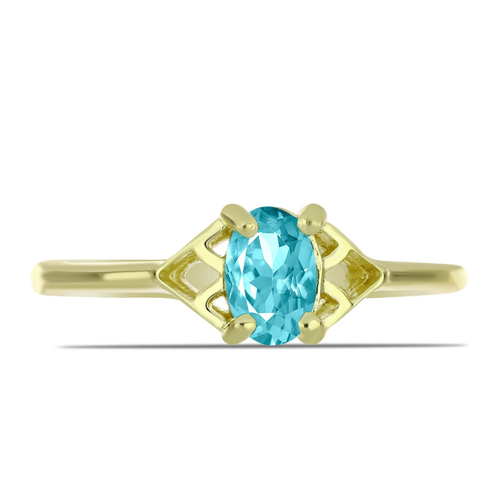 Anillo de Plata Bañada en Oro con Cuarzo Paraiba 1 
