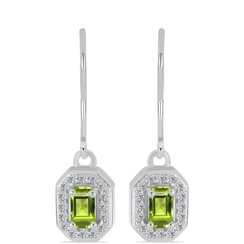 Pendientes de Plata con Peridoto de Changbai y Topacio Blanco 1 
