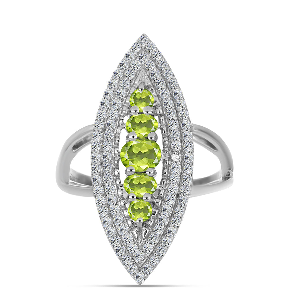 Anillo de Plata con Peridoto de Changbai y Topacio Blanco 1 