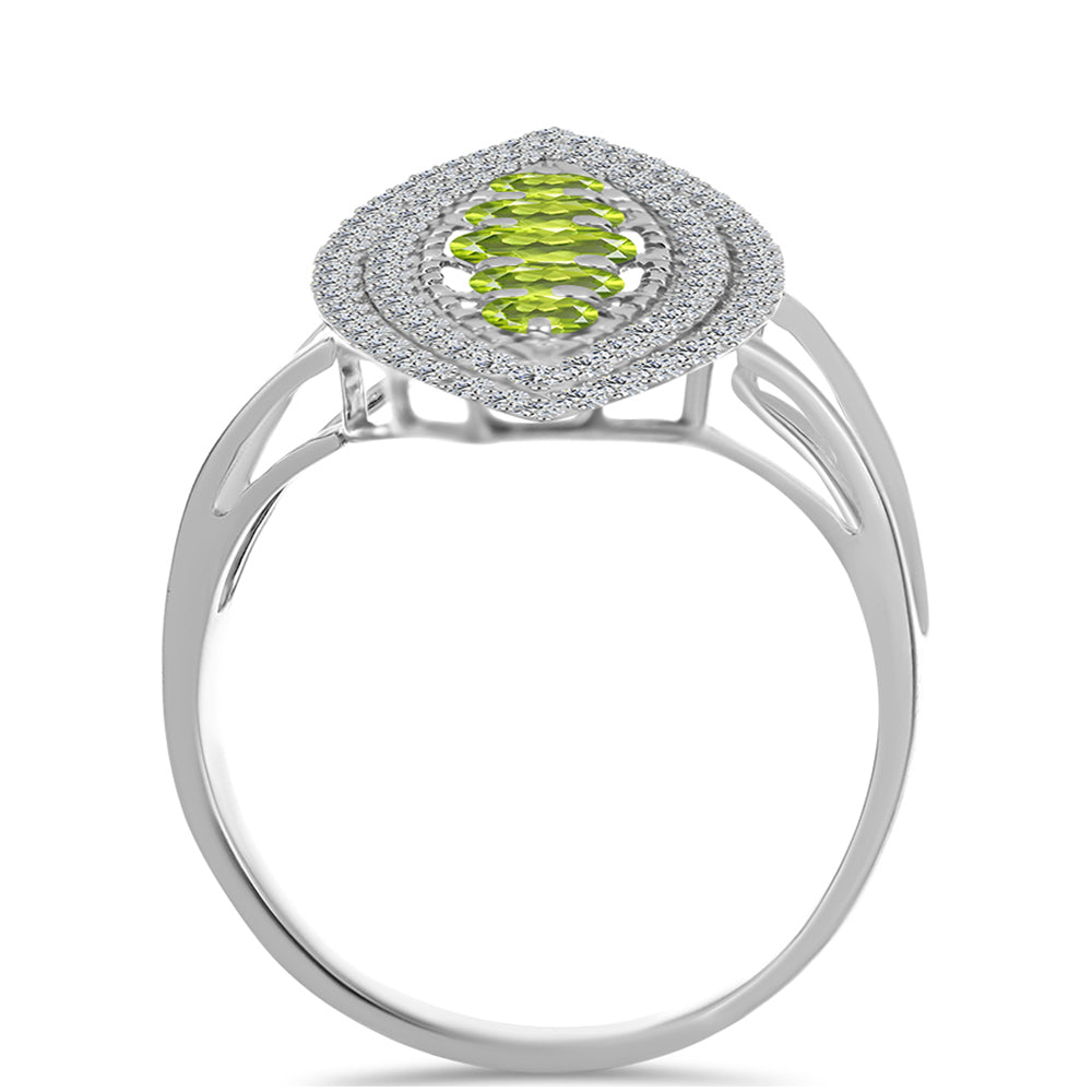 Anillo de Plata con Peridoto de Changbai y Topacio Blanco 2 