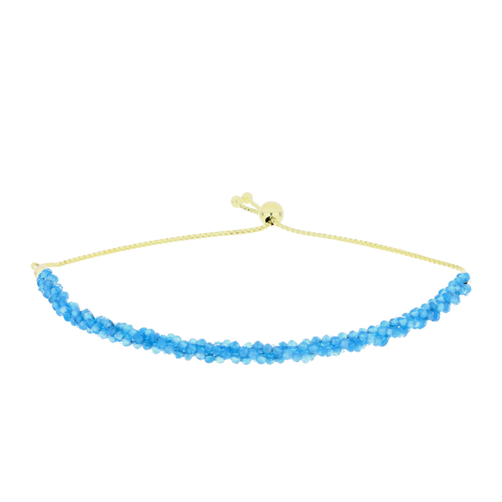 Pulsera de Plata Bañada en Oro con Cuarzo Paraiba