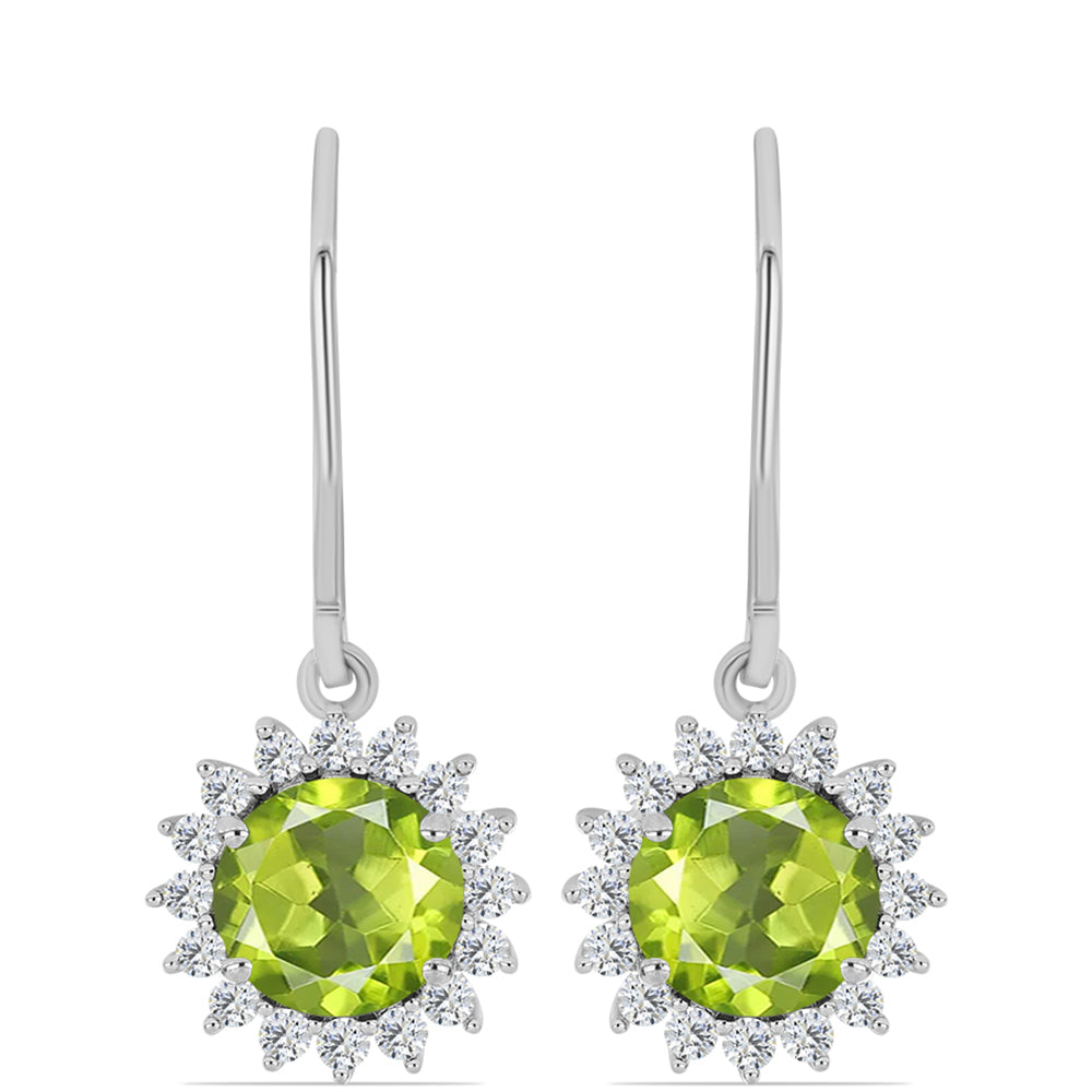 Pendientes de Plata con Peridoto de Changbai y Topacio Blanco