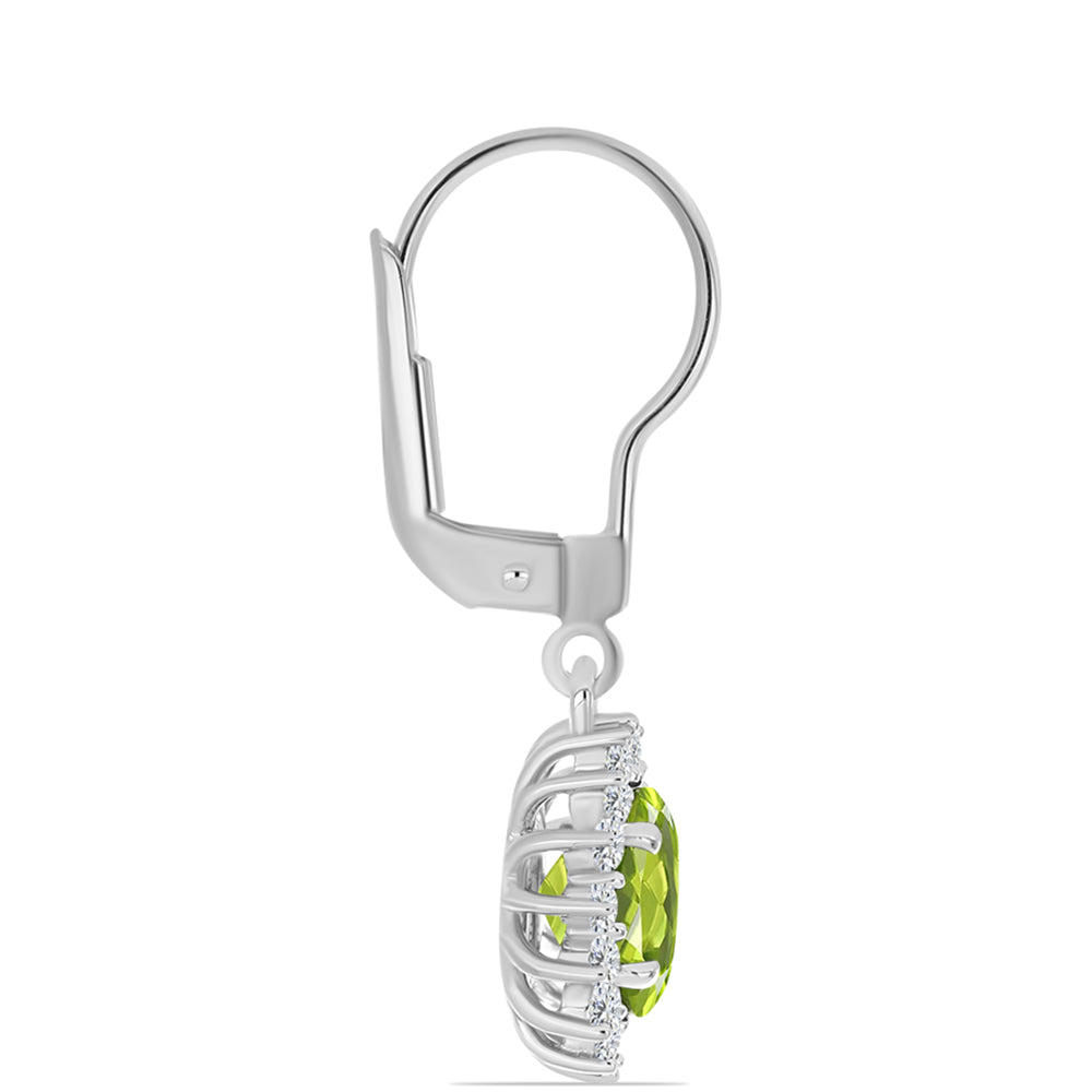 Pendientes de Plata con Peridoto de Changbai y Topacio Blanco 2 