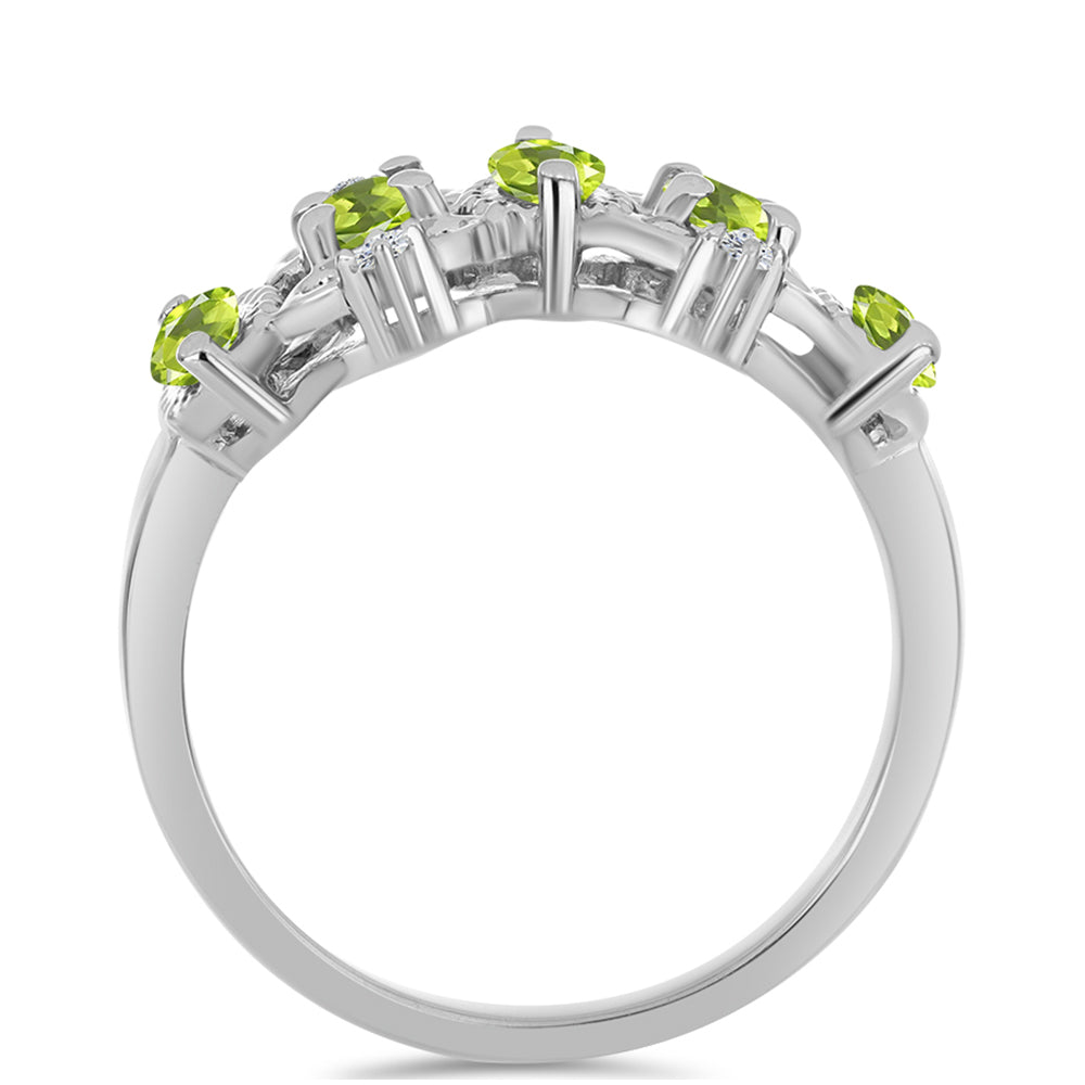 Anillo de Plata con Peridoto de Changbai y Topacio Blanco 6 