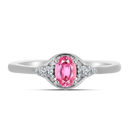 Anillo de Plata con Turmalina Rosa de Pelmadulla y Topacio Blanco