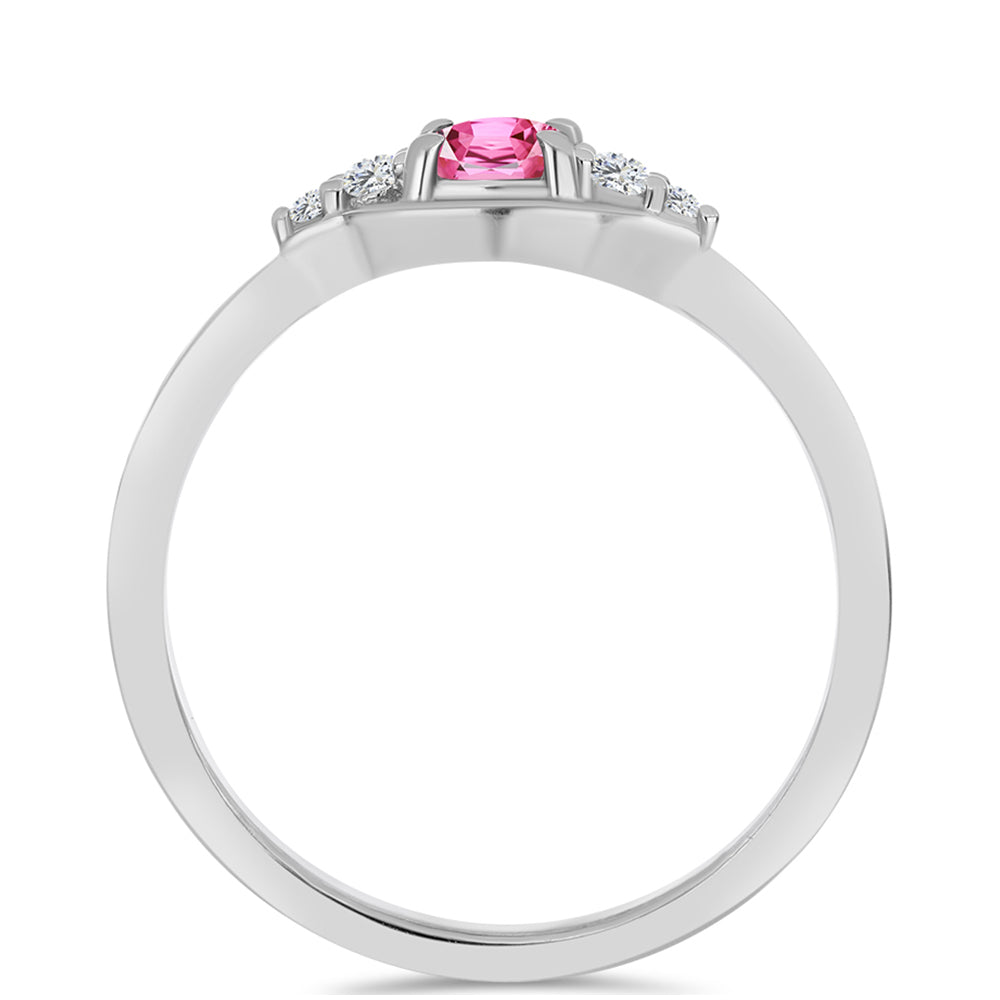 Anillo de Plata con Turmalina Rosa de Pelmadulla y Topacio Blanco