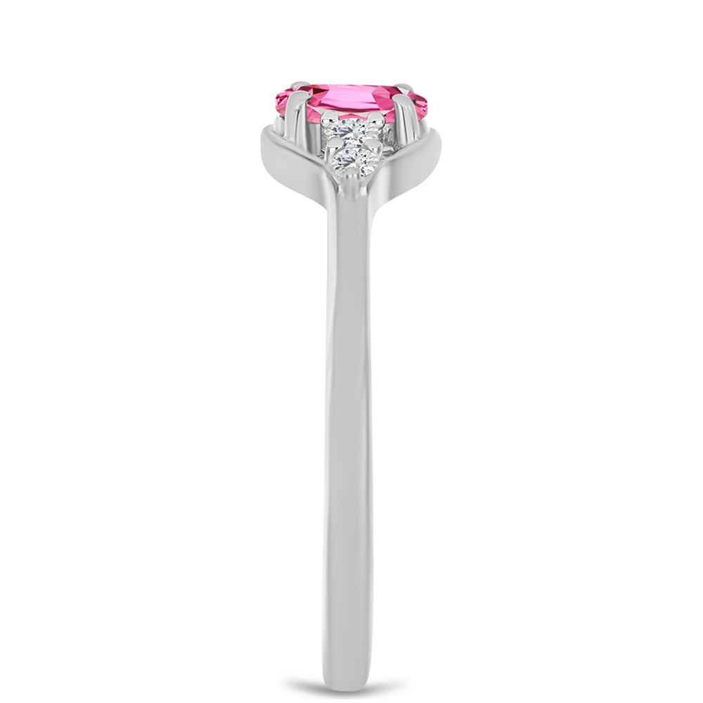 Anillo de Plata con Turmalina Rosa de Pelmadulla y Topacio Blanco 4 