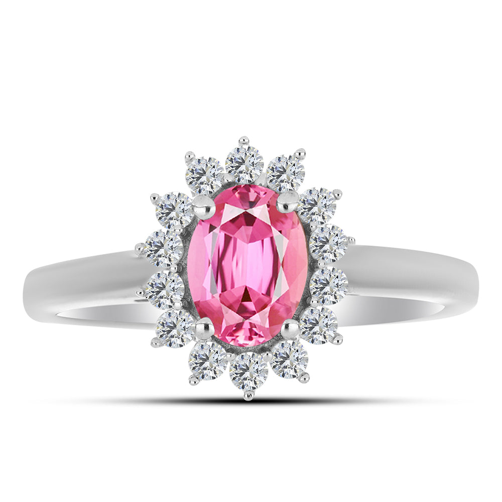 Anillo de Plata con Turmalina Rosa de Pelmadulla y Topacio Blanco 1 