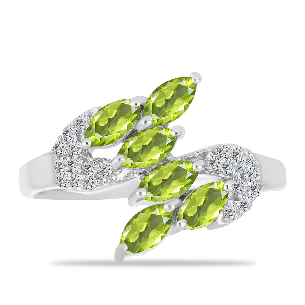 Anillo de Plata con Peridoto de Changbai y Topacio Blanco 1 