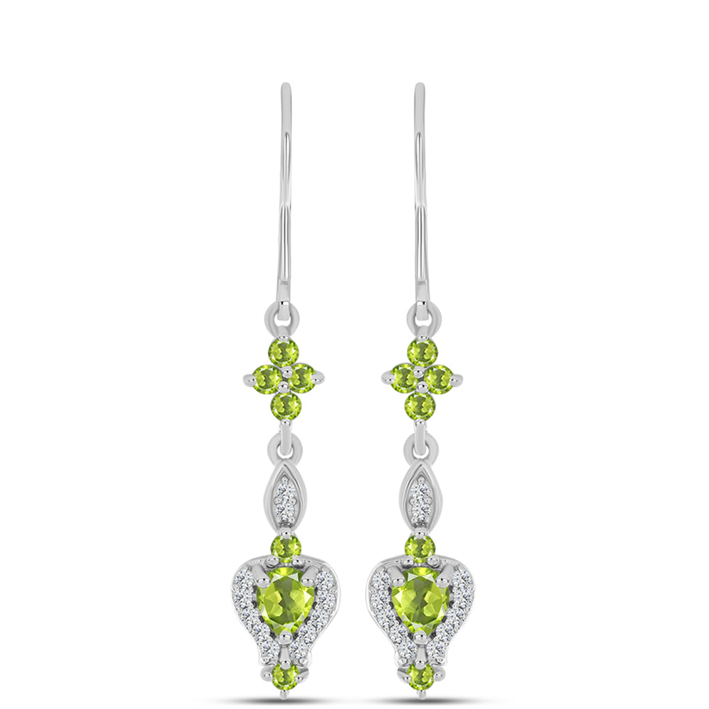 Pendientes de Plata con Peridoto de Changbai y Topacio Blanco 3 