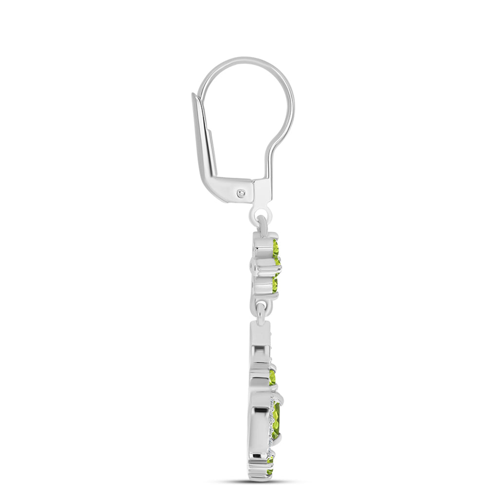 Pendientes de Plata con Peridoto de Changbai y Topacio Blanco 2 