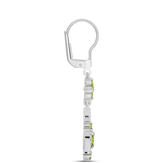 Pendientes de Plata con Peridoto de Changbai y Topacio Blanco