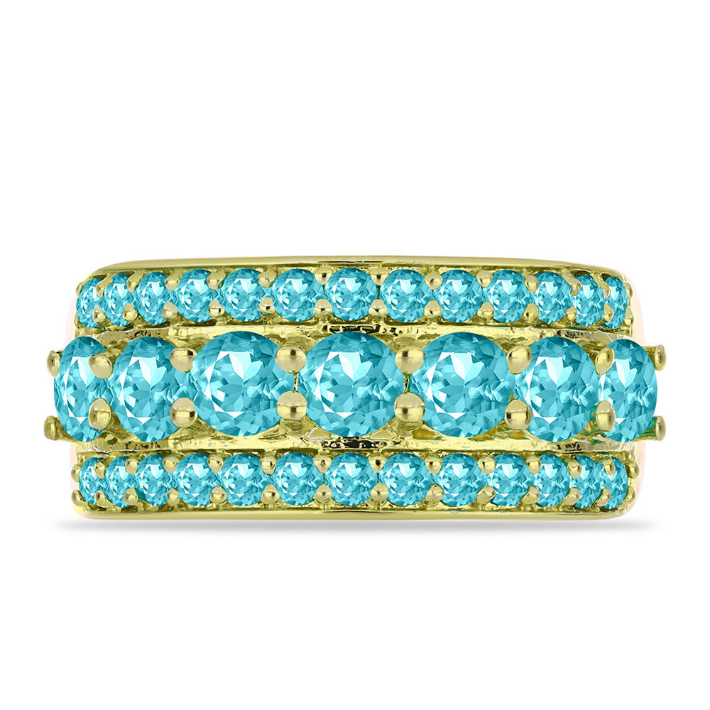 Anillo de Plata Bañada en Oro con Cuarzo Paraiba 1 