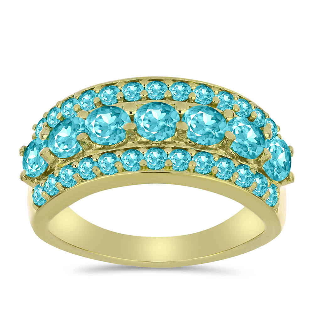 Anillo de Plata Bañada en Oro con Cuarzo Paraiba 3 