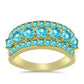 Anillo de Plata Bañada en Oro con Cuarzo Paraiba
