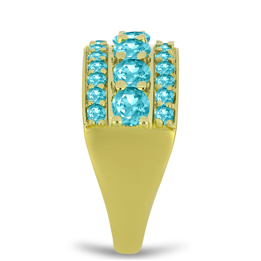 Anillo de Plata Bañada en Oro con Cuarzo Paraiba 4 