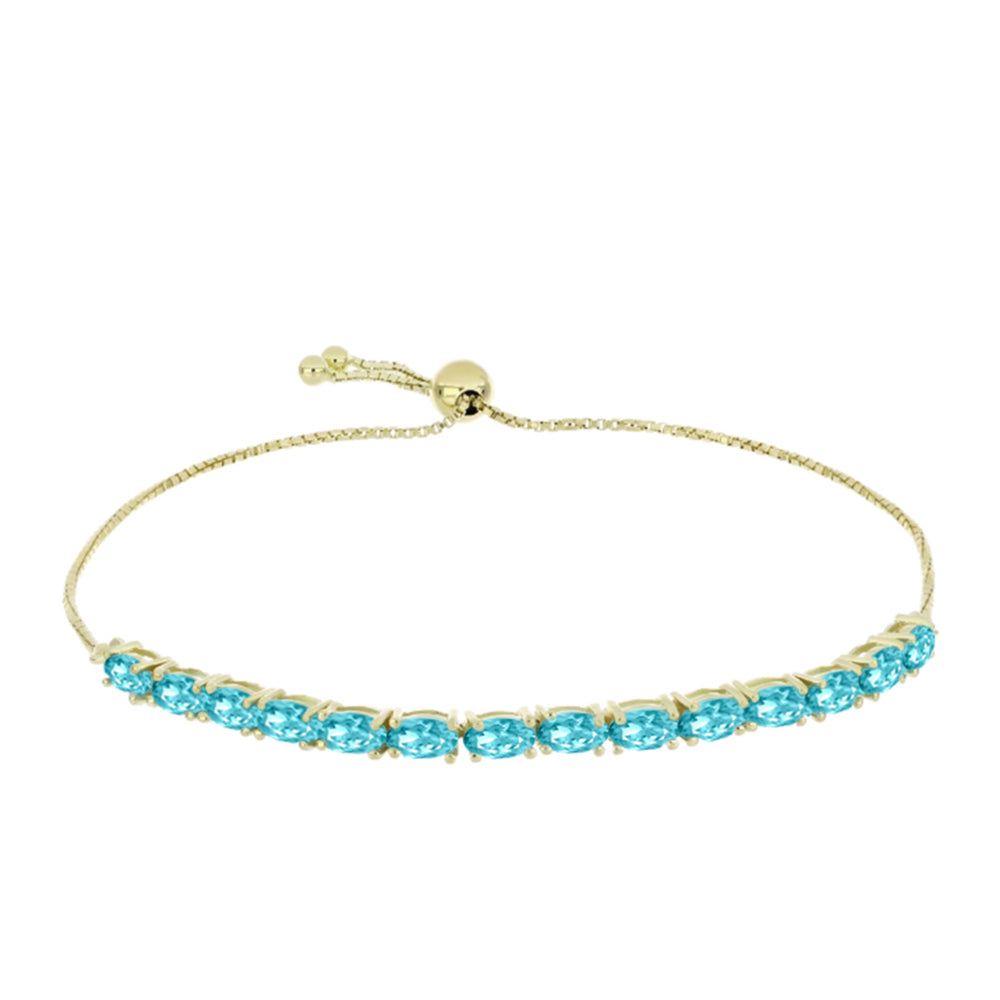 Pulsera de Plata Bañada en Oro con Cuarzo Paraiba 1 