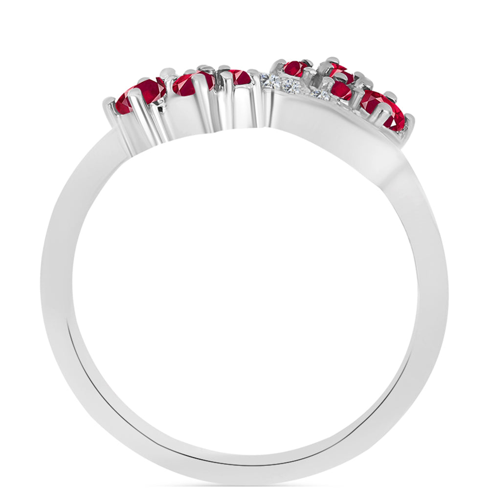 Anillo de Plata con Rubí de Madagascar y Topacio Blanco