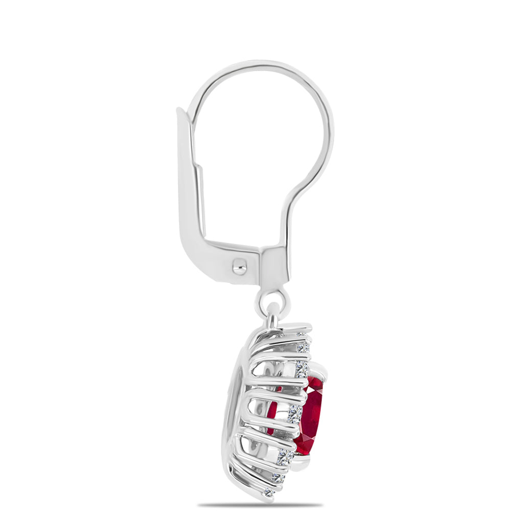 Pendientes de Plata con Rubí de Madagascar y Topacio Blanco