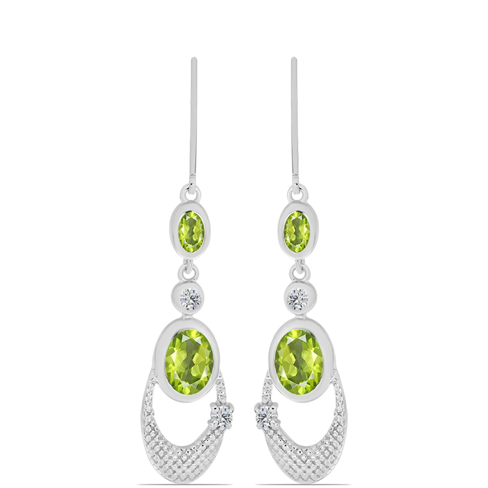 Pendientes de Plata con Peridoto de Changbai y Topácio Blanco 1 