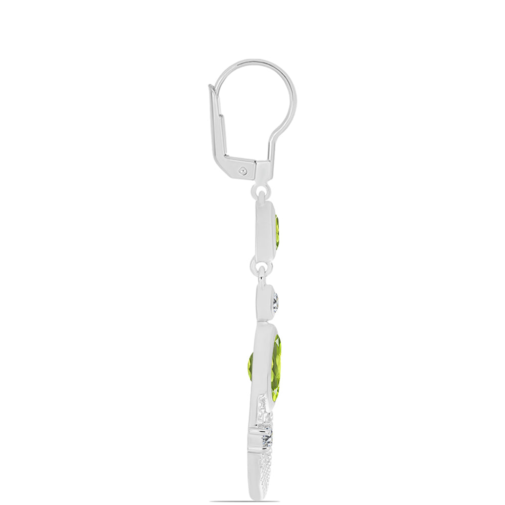 Pendientes de Plata con Peridoto de Changbai y Topácio Blanco 4 