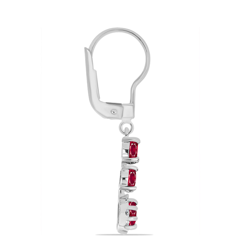 Pendientes de Plata con Rubí de Madagascar y Topacio Blanco 2 