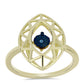 Anillo de Plata Bañada en Oro con Diamante azul danzante