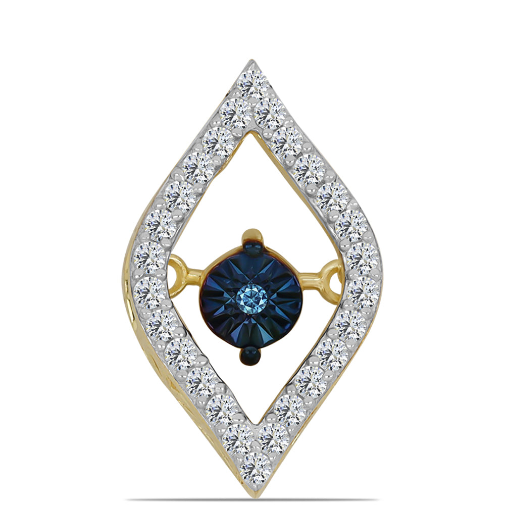 Colgante de Plata Bañada en Oro con Diamante azul danzante y Topacio Blanco 1 