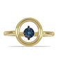 Anillo de Plata Bañada en Oro con Diamante azul danzante
