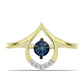 Anillo de Plata Bañada en Oro con Diamante azul danzante y Topacio Blanco